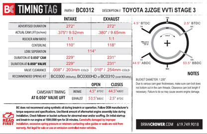 Toyota 2JZGE / 2JZGTE w/VVTi Stage 3 Camshafts